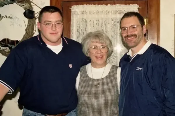 Brandon Burlsworth during his college football career at the University of Arkansas, wearing his iconic glasses and jersey.