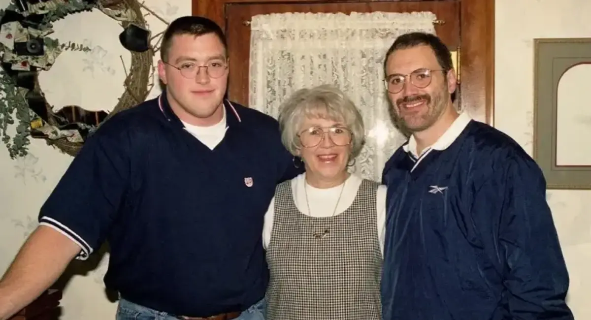 Brandon Burlsworth during his college football career at the University of Arkansas, wearing his iconic glasses and jersey.